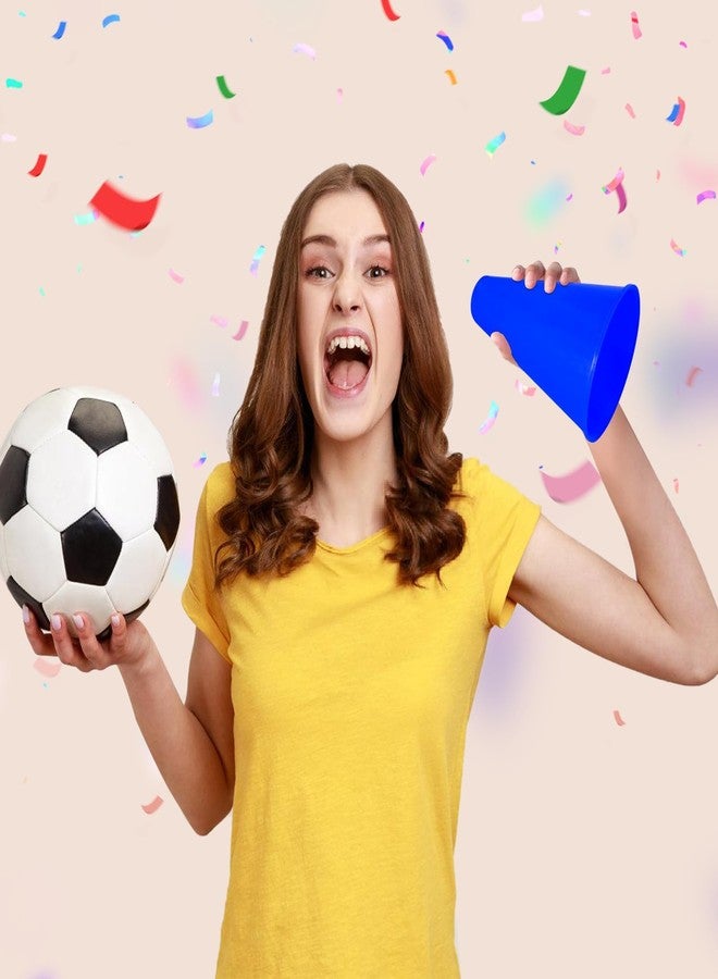 HSLCGF 30 قطعة مكبر صوت تشجيع للحفلات، ملحق مكبر صوت بلاستيكي أزرق للأنشطة الخارجية، زينة يمكنك صنعها بنفسك، هدايا الحفلات، لعبة مباراة السوبر بول الرياضية (30 قطعة، أزرق) - Image 3
